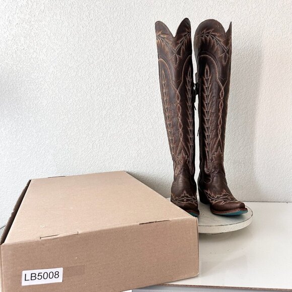 Lane Boots Over The Knee Corset Lexington- Cognac - Picture 11 of 15